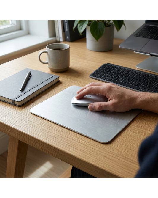 Njqnd Aluminum Dual Side Mouse Pad Silver 9 x 7 in