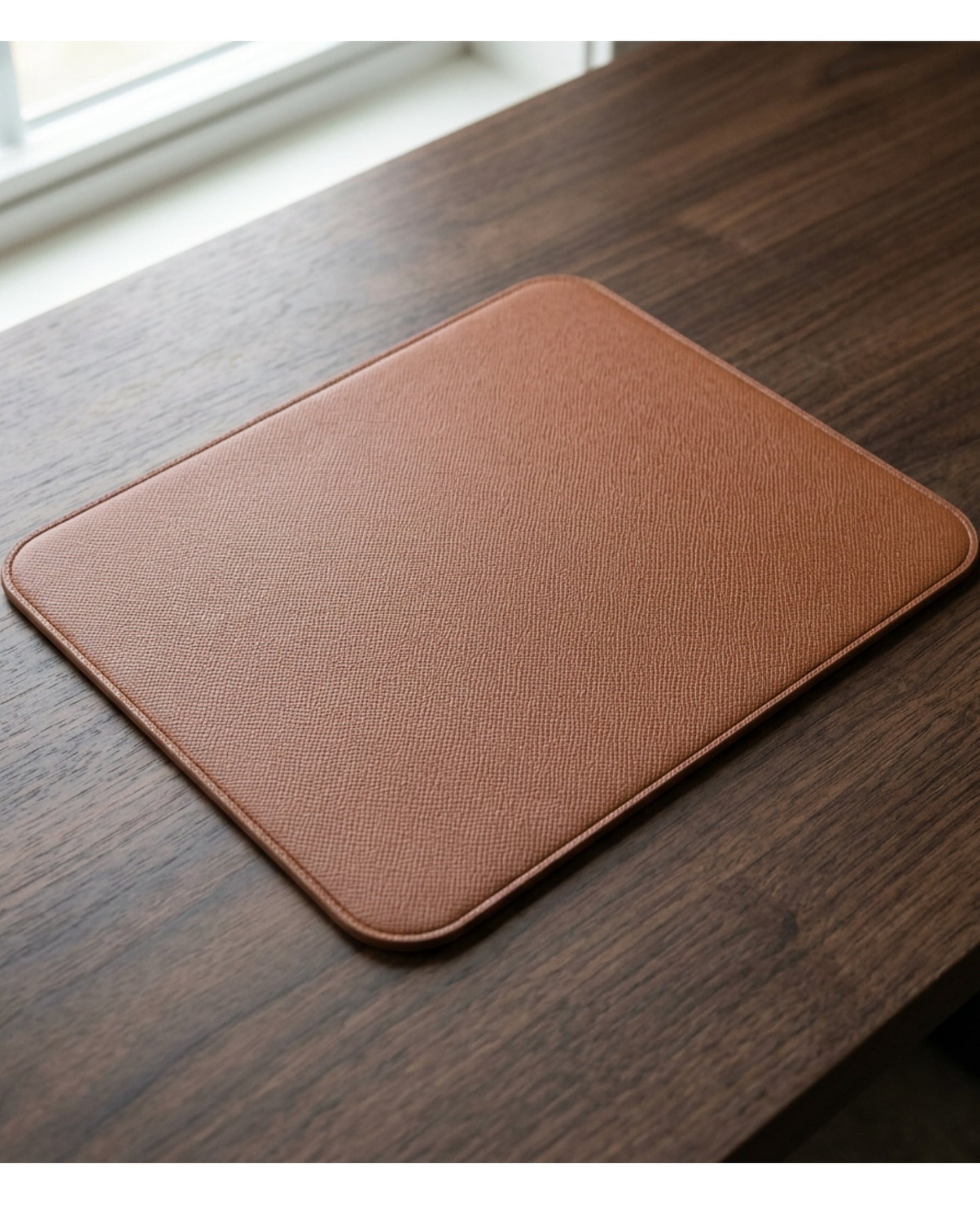 Njqnd Reversible PU Leather Cork Mouse Pad Clay Brown - Lifestyle view