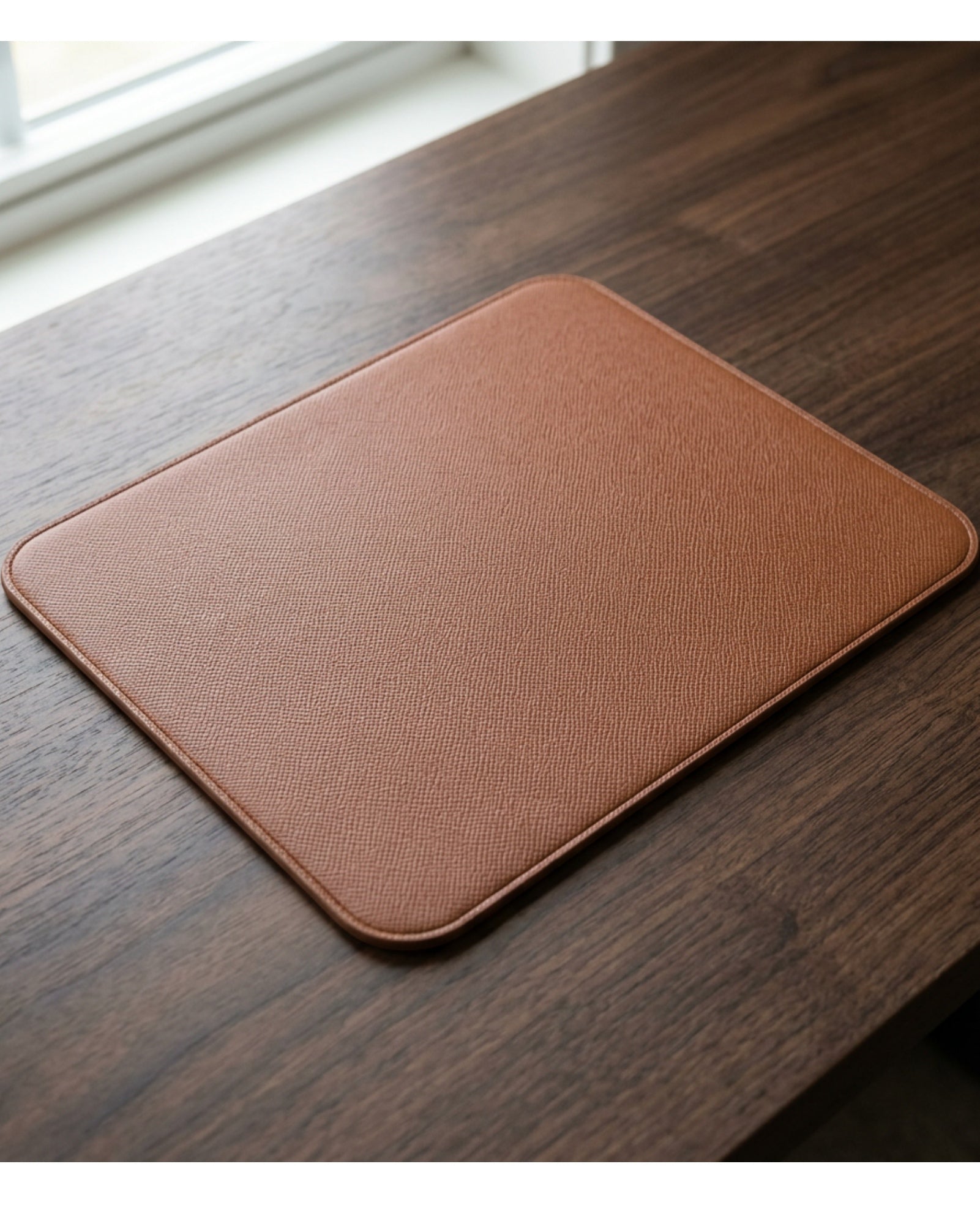 Njqnd Reversible PU Leather Cork Mouse Pad Clay Brown - Lifestyle view