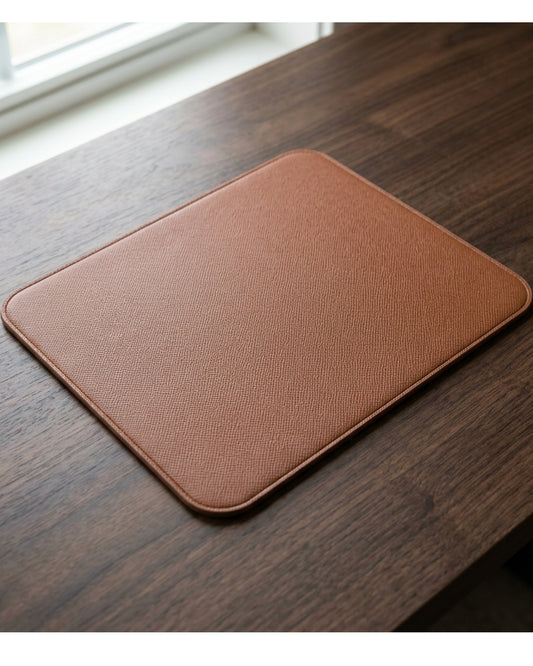 Njqnd Reversible PU Leather Cork Mouse Pad Clay Brown - Lifestyle view